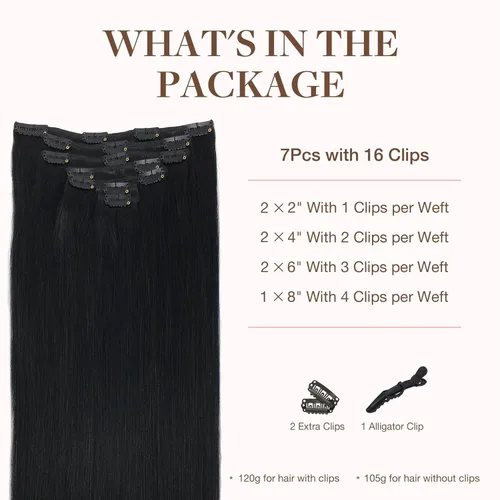 Miniatura 2 de GOO GOO - Extensiones de cabello humano natural y real con clip para mujer, extensiones de cabello Remy, 12 pulgadas, 3 onzas (85 g), 7