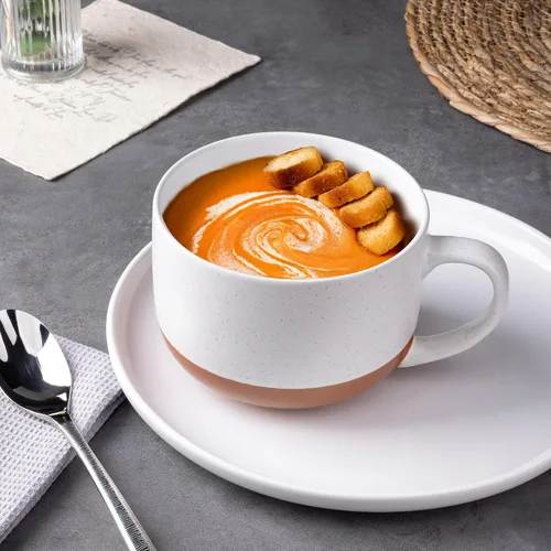 Miniatura 3 de AmorArc Tazas de sopa de cerámica con tapa, tazas grandes de sopa de 710 ml con asa para café, cereal, ensalada, fideos, té, tazas de sopa con tapa