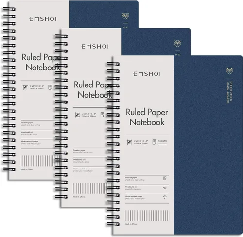 Miniatura 15 de EMSHOI Cuaderno de espiral de papel cuadriculado de 7.48 x 10.15 pulgadas, paquete de 2 cuadernos de 320 páginas B5 con notas adhesivas, papel