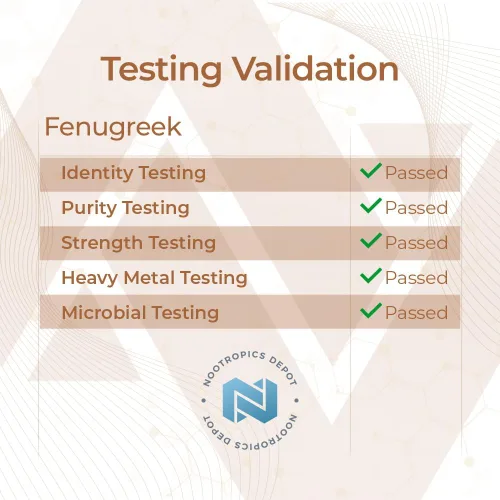 Miniatura 8 de Nootropics Depot Cápsulas de extracto de fenogreco 500 mg 60 ct 3% de trigonelina, 1% de protodioscina Trigonella foenum-graecum Estado