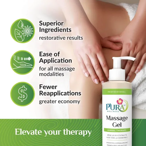 Miniatura 4 de Herbal Therapy - Gel de masaje de 8 onzas líquidas, aloe vera, profesional, terapia de masaje, tejido profundo, sin perfume, hipoalergénico