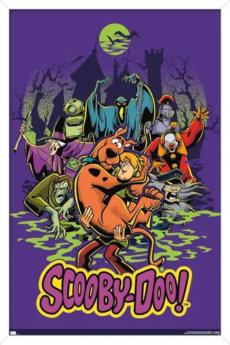Miniatura 8 de Scooby-Doo - Póster de pared del grupo de villanos, 22.4 pulgadas de largo x 14.7 pulgadas de ancho, versión enmarcada de madera de granero