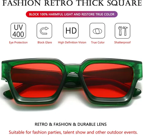 Miniatura 201 de AIEYEZO Gafas de sol cuadradas para mujeres y hombres, gafas de sol cuadradas con montura gruesa, estilo de diseñador simple