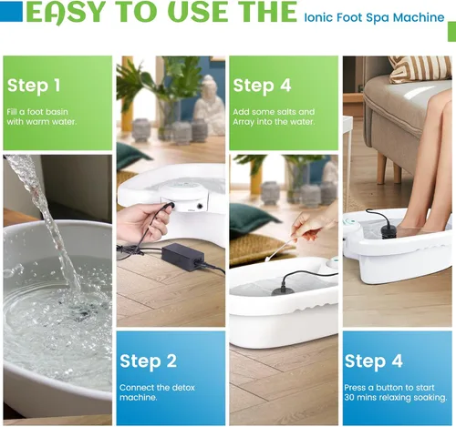 Miniatura 5 de Máquina de desintoxicación de baño de pies iónico, máquina de desintoxicación de pies, baño de spa iónico portátil para uso doméstico, 100 forros, 2