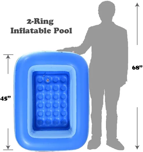 Miniatura 4 de HIWENA Piscina inflable para niños, 45 x 35 x 14 pulgadas, piscina azul para niños, bañera de verano con suelo suave inflable