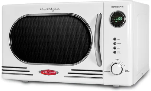 Miniatura 20 de Nostalgia Horno microondas retro compacto para encimera, 0.7 pies cúbicos, 700 vatios con pantalla digital LED, bloqueo para niños, interior fácil