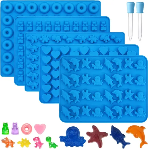 Miniatura 11 de Sidosir 7 Moldes para Dulces de Goma, Moldes de Ositos de Goma/Dinosaurio/Fruta/Dona/Corazones, Molde de Silicona Antiadherente para Dulces
