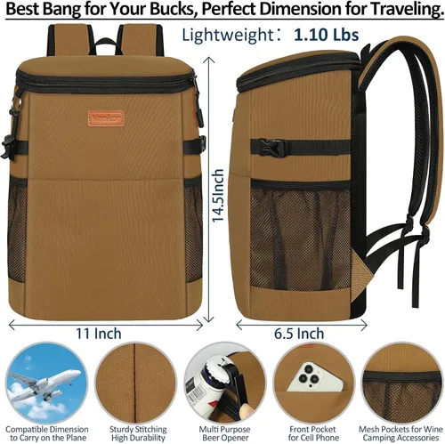 Miniatura 2 de Mochila Enfriadora de Camping para 30 Latas, Mochilas Enfriadoras Suaves Aisladas a Prueba de Fugas Bolsa Enfriadora de Viaje Impermeable Almuerzo