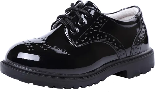 DADAWEN Zapatos de uniforme escolar con cordones para niños y niñas, cómodos zapatos de vestir Oxford (bebéniño pequeñoniño grande)