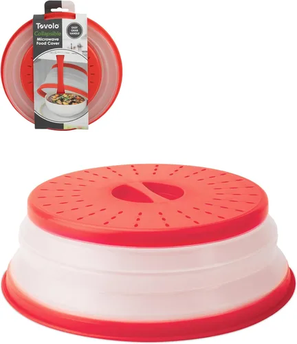 Tovolo Cubierta antisalpicaduras para microondas para alimentos, mediano (rojo manzana acaramelada) – Tapa protectora antisalpicaduras de silicona