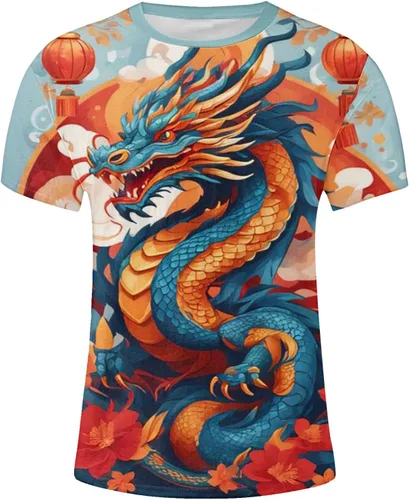 Miniatura 4 de Camisetas para hombre Dragon 2024 Graphic Tees Casual Manga Corta Tallas Grandes Tops Novedad Camiseta divertida Cuello redondo Camiseta
