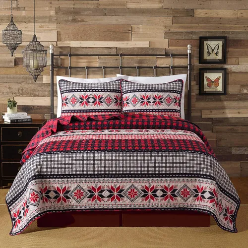 Miniatura 8 de Soul & Lane Juego de ropa de cama rústico para cabaña con diseño de oso - Tamaño individual con 1 funda, ropa de cama para cabaña en la naturaleza