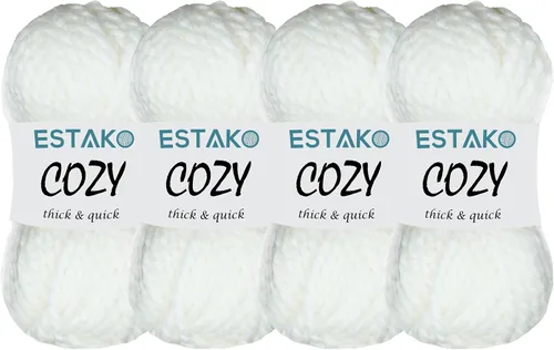 Miniatura 15 de Estako Cozy Thick & Quick Yarn - Hilo acogedor grueso y rápido, 20% lana, 80% acrílico, suave, súper voluminoso, peso #6, para tejer y hacer 50187