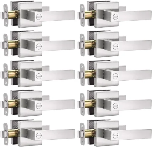 Miniatura 9 de Paquete de 6 manijas de puerta de color negro mate, manijas de puerta de privacidad, cerraduras de puerta resistentes para cama y baño, pomos