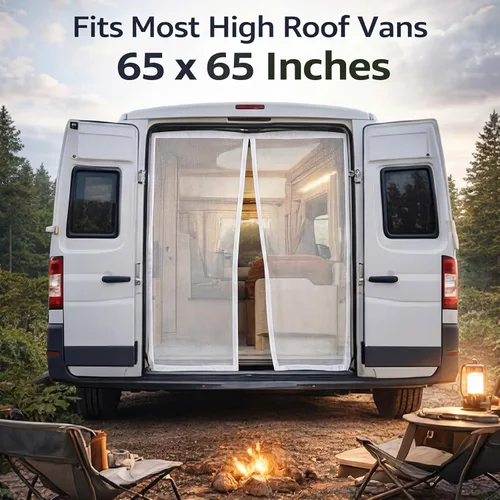 Miniatura 5 de Mosquitera magnética para puerta corrediza para campamento, mosquitera magnética para caravana, pantalla de privacidad transpirable con cremallera
