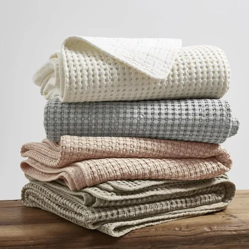 Miniatura 6 de Levtex Home Mills Waffle - Juego de colcha acolchada tamaño matrimonial, algodón de punto gofre, color gris pardo, colcha de 100 x 104 pulgadas