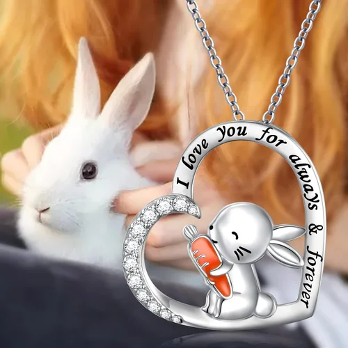 Miniatura 2 de Lindos collares de animales para mujeres y niñas, plata de ley 925, conejillos de indias, girasol, panda, alpaca y perezoso, conejo, cachorro