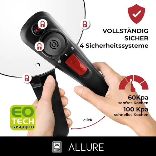 Miniatura 4 de BRA Allure - Olla a presión rápida de 6 litros de acero inoxidable, apta para todas las cocinas, incluyendo inducción [exclusiva de Amazon]