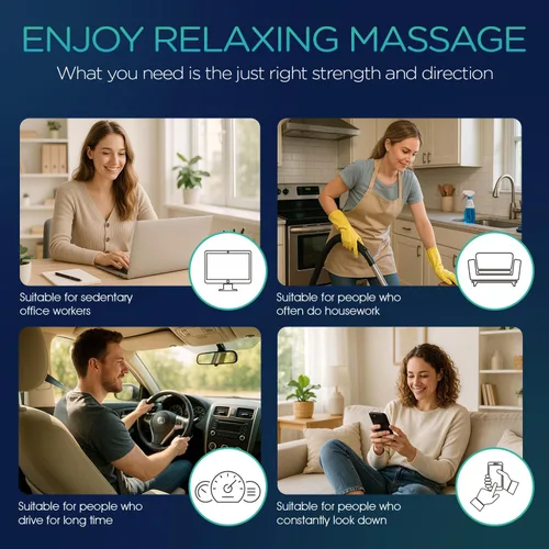 Miniatura 3 de Shiatsu Masajeador de cuello y espalda con calor, almohada de masaje de tejido profundo 3D para espalda baja, hombro, pantorrilla, pie, uso en casa