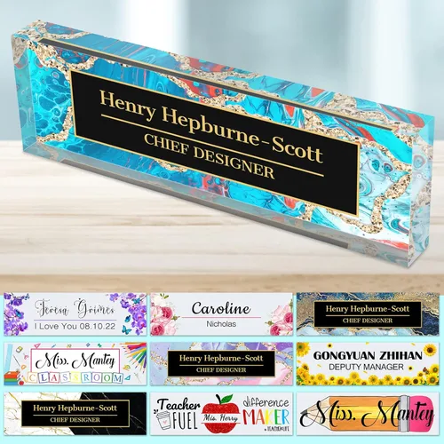 Miniatura 27 de Placa de nombre de escritorio personalizada para profesores, placa de nombre para escritorios, placa de escritorio de vidrio acrílico transparente