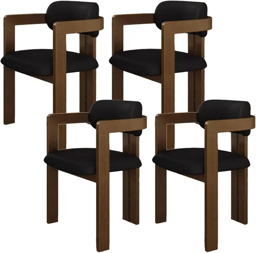 Miniatura 21 de Juego de sillas de comedor de madera, sillas de comedor modernas, silla de cocina tapizada, silla auxiliar de granja con brazos, para sala de estar