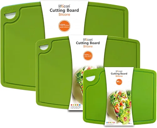 Miniatura 29 de Liflicon Tablas de corte de silicona gruesas para cocina, juego de tablas de cortar/esteras de silicona de 2 piezas extra grandes 37 cm x 26.5 cm