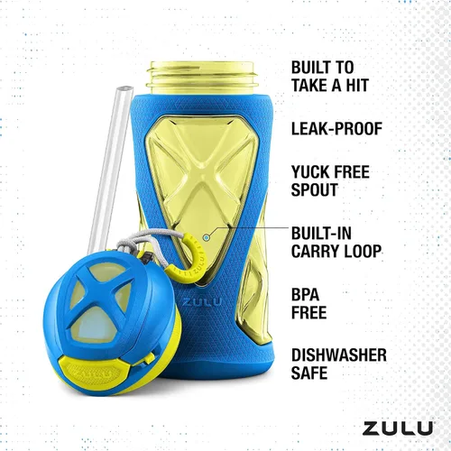 Miniatura 3 de ZULU Torque 2 Pack 16oz Plastic Kids Water Bottle Azul