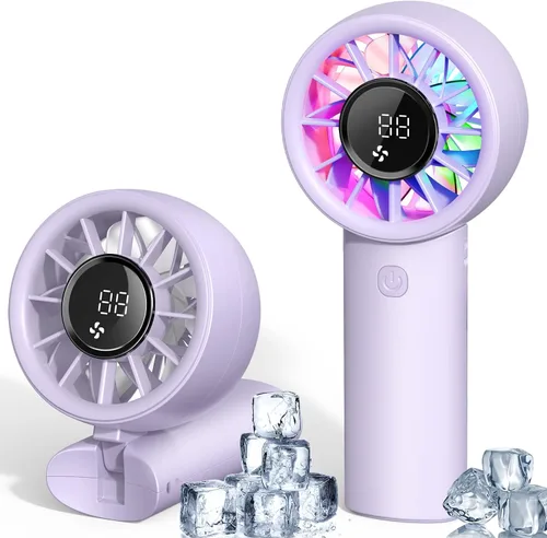 Miniatura 10 de Ventilador turbo de mano portátil, ventilador de mano personal recargable de alta velocidad de 5200 mAh, mini ventiladores portátiles con tecnología