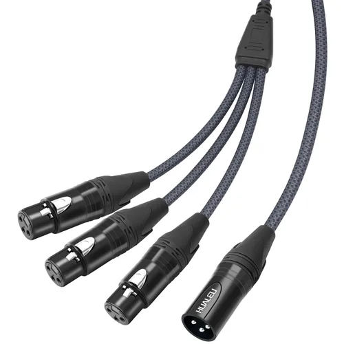 Miniatura 11 de Cable divisor en Y de 3 pines XLR hembra a 3 machos, cable divisor XLR de 3 vías, equilibrio de 1 hembra a 3 macho, cable de audio para micrófono