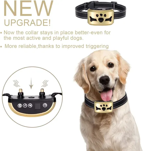 Miniatura 7 de Collar antiladridos para perro, 7 niveles ajustables de sensibilidad e intensidad, doble modo antiladridos recargable, impermeable, reflectante, sin