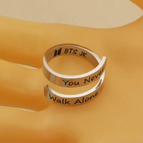 Miniatura 4 de SELOPU Bangtan - Anillo de regalo para niños de Kpop Bangtan para que nunca camines solos te ames a ti mismo Acero inoxidable Genérico