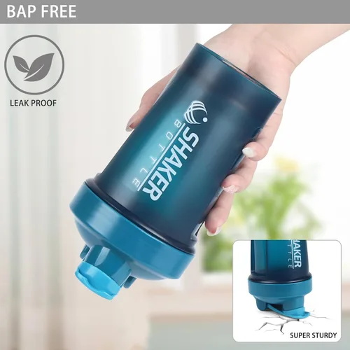 Miniatura 5 de Botella agitadora, botella agitadora pequeña de 400ml con bola mezcladora, portátil de 14oz para batidos de gimnasio, libre de BPA, 100% a prueba