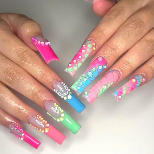 Miniatura 5 de NAISKA Juego de 800 diamantes de imitación para arte de uñas, diamantes de imitación coloridos con parte trasera plana, gemas de diamantes