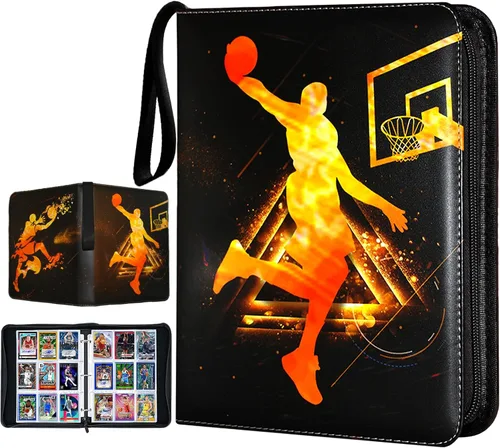 Carpeta de Tarjetas de Baloncesto 900 Bolsillos, Porta Tarjetas de Coleccionistas, Álbum de Tarjetas de Baloncesto de 9 Bolsillos con 50 Fundas