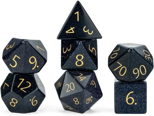 FanRoll - Juego de dados DND de 0.630 in de piedra: piedra arenisca azul grabada, dados de juego de rol para Calabozos y Dragones