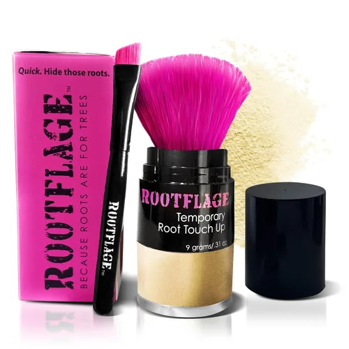 Rootflage Polvo de cabello ondulado rubio champán
