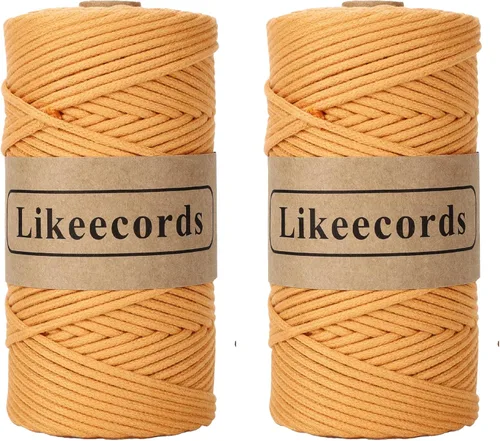 Miniatura 52 de Cordón de Algodón Trenzado 3mm x 109 yardas - Cuerda de Macramé Colorida para Manualidades, Ganchos, Colgantes de Pared - 100% Algodón Natural