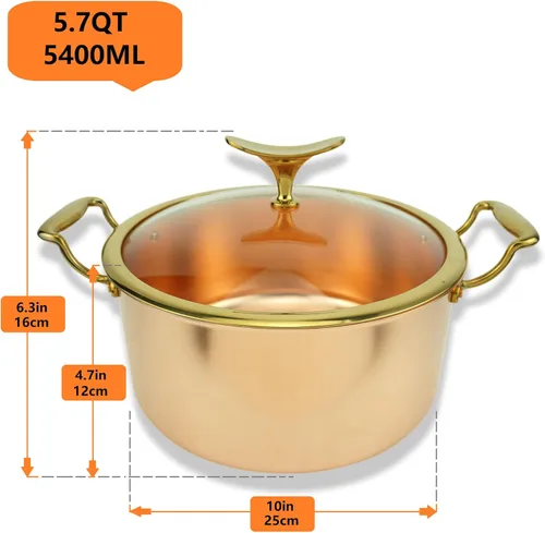 Miniatura 2 de Kkekos Juego de ollas y sartenes de cobre puro, utensilios de cocina de cobre martillado con wok (9.4 in)