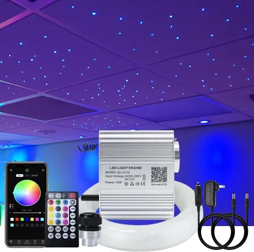 AKEPO Kit de luces de fibra óptica de 10W Twinkle+ Control por APP + Efecto de Música para Luz de Techo de Cielo Estrellado Uso en Coche y Hogar,