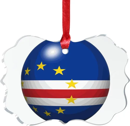 Miniatura 7 de Bandera de Cabo Verde, decoración para árbol de Navidad, bola 3D, recuerdo de la ciudad del país, adornos de Navidad personalizados, decoración