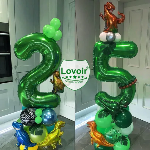 Miniatura 5 de Globo de 40 pulgadas color verde oscuro número 4 gigante, de papel de aluminio de Mylar gigante, globos de helio verde oscuro para fiestas
