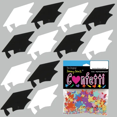 Miniatura 19 de Confetti Grad Cap Negro, Azul Marino Combo - 2 bolsas de media onza (1 oz)