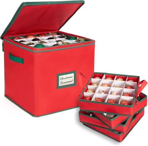 Caja de almacenamiento de adornos de Navidad contenedores, organizador de decoración navideña, soporte para accesorios de bolas de Navidad con