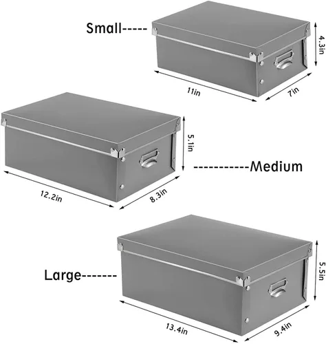Miniatura 3 de XUCHUN Cajas de almacenamiento plegables de plástico con tapas, organizador decorativo para ropa, zapatos, oficina y recuerdos, diseño de anidación
