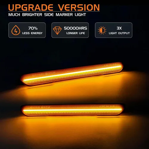 Miniatura 2 de Luces LED ámbar de marcador lateral para Sierra 2500HD 3500HD 2020 2021 2022 2023 2024 AT4 Denali Base SLE SLT Pickup Truck, lente ahumada, kit de 4