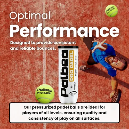 Miniatura 5 de Palbea PRO Padel Balls. 6/12/24 Tubes of 3 Padel Tennis Balls FIP Approved. Paddle Balls Made of HV Felt for Training and Tournament. Suitable for