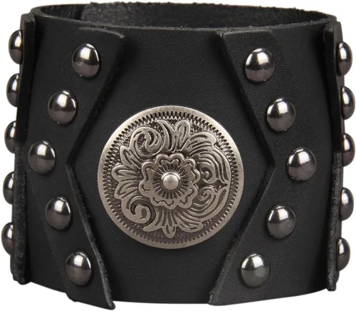 Miniatura 23 de Jeilwiy Pulseras de cuero punk para hombres, pulseras hechas a mano, brazalete ancho, joyería trenzada, color negro y marrón, ajustable, regalos