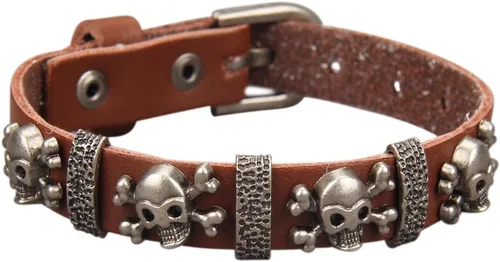 Miniatura 30 de Jeilwiy Pulseras de cuero punk para hombres, pulseras hechas a mano, brazalete ancho, joyería trenzada, color negro y marrón, ajustable, regalos
