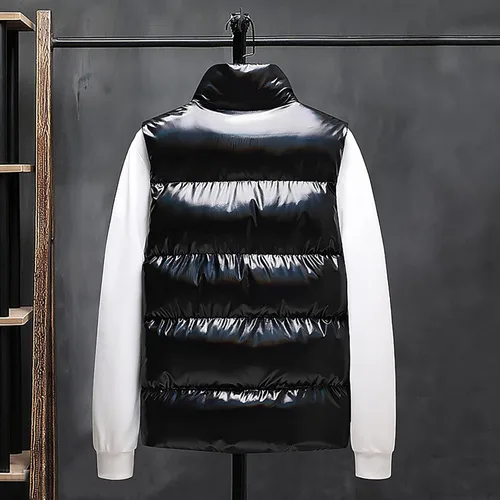Miniatura 4 de Chaleco acolchado de algodón ligero para hombre, cálido, casual, cuello alto, con cremallera, con bolsillos