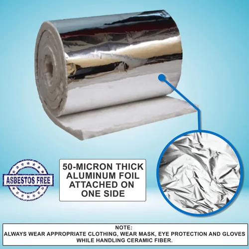 Miniatura 3 de SIMOND STORE Manta de fibra de cerámica con revestimiento de papel de aluminio, densidad 8#, 1/2" x 24" x 12.5', 2400F, manta de aislamiento de alta